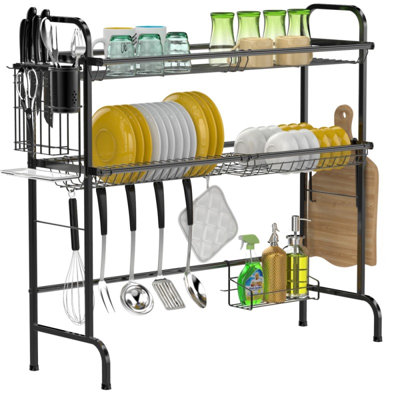 2-Tier 32 inch Large Capacity Dish Drying Rack Over The Sink Space