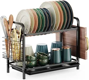 2-Tier Dish Drying Rack with Drainboard