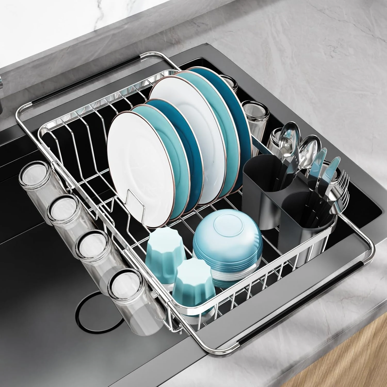 Adjustable Sink Dish Drying Rack