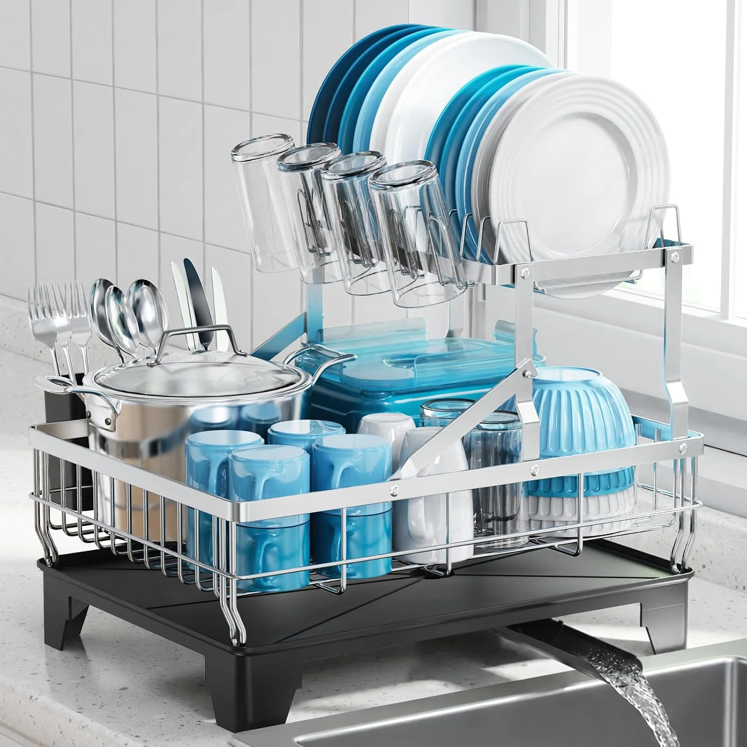 2-Tier Stainless Steel Dish Drying Rack